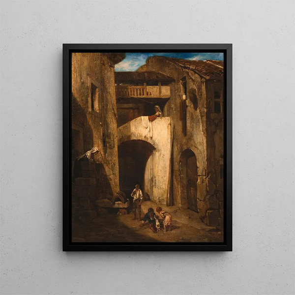 Italian Court Painting - Alexandre-Gabriel Decamps — framed artwork on a wall