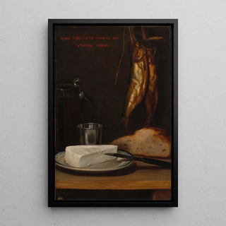 Still life with herring, bread, and cheese - Alexandre-Gabriel Decamps — artwork view