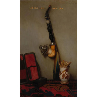 Reproduction of the painting of Still life with pipe and matches - Alexandre-Gabriel Decamps