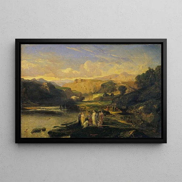 The Discovery of Moses - Alexandre-Gabriel Decamps — framed artwork on a wall