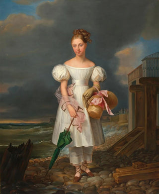 Portrait of a young girl on the beach - Alexandre-Jean Dubois-Drahonet — artwork view