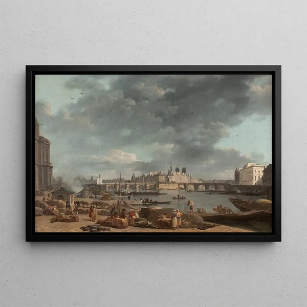 La Pointe de l'île de la Cité vue du port Saint-Nicolas - Alexandre-Jean Noël — framed artwork on a wall