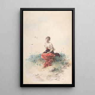 Female figure - Alexandre-Louis Leloir — framed artwork on a wall