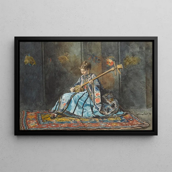 The lute player - Alexandre-Louis Leloir — framed artwork on a wall