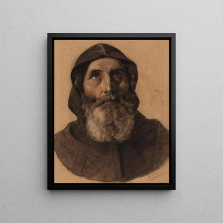 Tête de moine barbu - Alexandre Bida — framed artwork on a wall