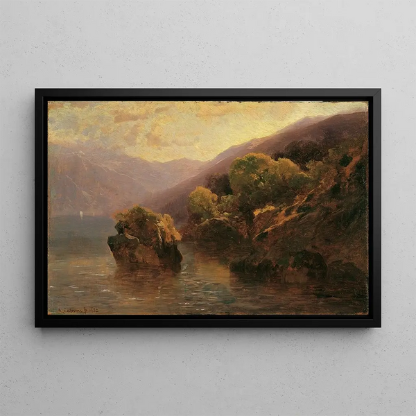 Part of Lake Geneva - Alexandre Calame — framed artwork on a wall