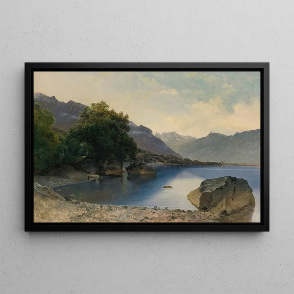 Petite baie du lac Léman près de Chillon - Alexandre Calame — framed artwork on a wall