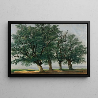 Four Large Trees - Alexandre Calame — framed artwork on a wall