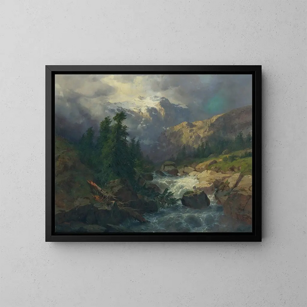 Souvenir de Handeck, temps orageux - Alexandre Calame — framed artwork on a wall