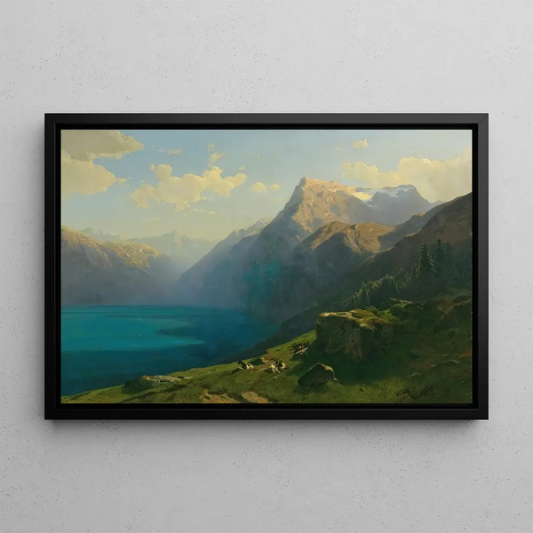 View of Lake Lucerne from Seelisberg - Alexandre Calame — framed artwork on a wall