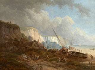 Marine painting, the mouth of a river and cliffs of the Pays de Caux - Alexandre Defaux — artwork view