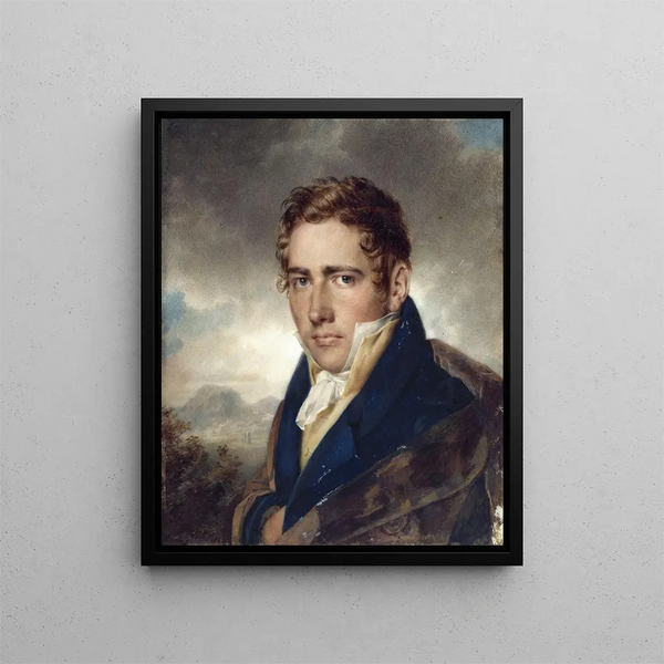 Portrait painting presumed of the architect Auguste Constantin 1790-1842 - Alexandre-Évariste Fragonard — framed artwork on a wall