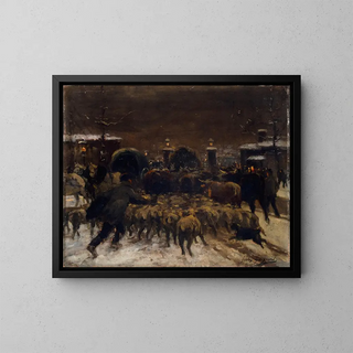Entre des troupeaux à Paris - Alexandre Gaston Guignard — framed artwork on a wall
