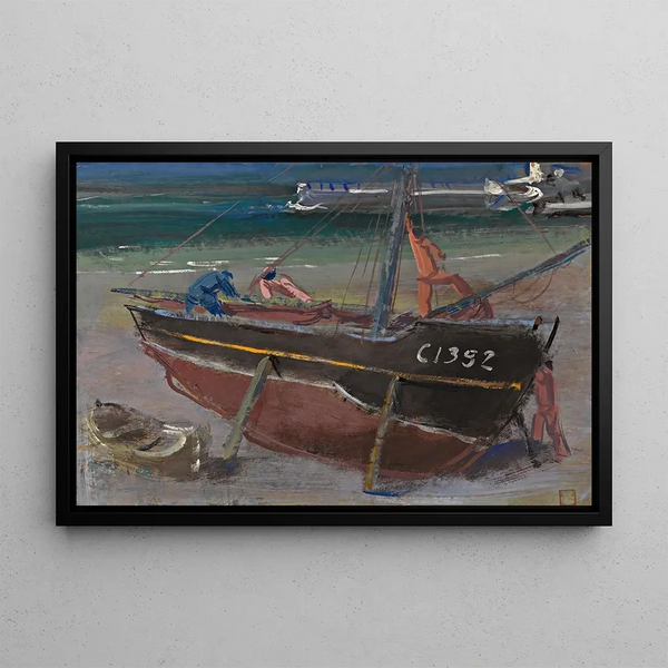 Boat moored - Alexandre Iacovleff — framed artwork on a wall