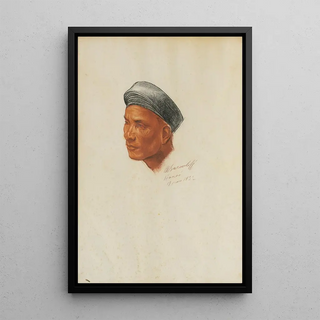 Portrait of a Vietnamese man - Alexandre Iacovleff — framed artwork on a wall