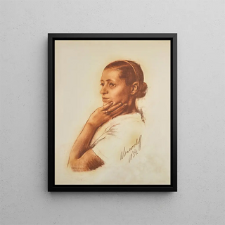 Portrait of Irène Andreeva - Alexandre Iacovleff — framed artwork on a wall
