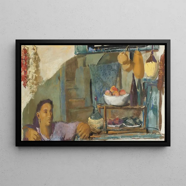 Boutique sur le trottoir à Capri - Alexandre Iacovleff — framed artwork on a wall