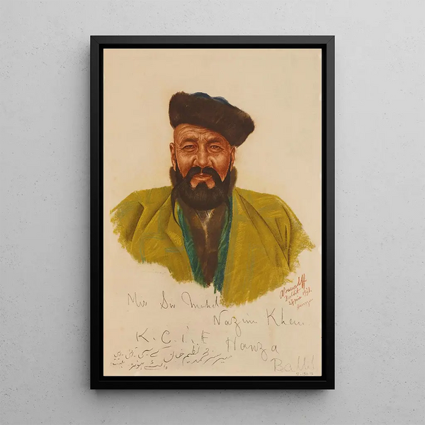 Sir Mohamed Nazim Khan Mir de Hounza Baltit - Alexandre Iacovleff — framed artwork on a wall