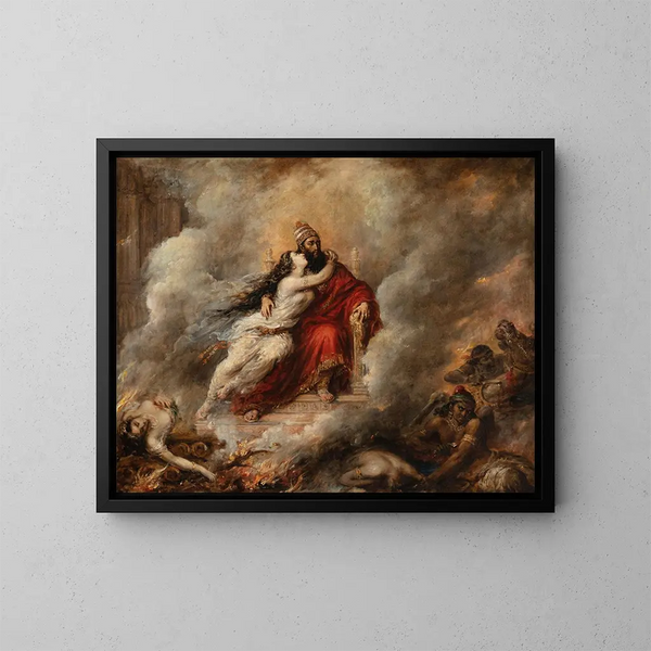 The Death of Sardanapalus - Alexandre Marie Colin — framed artwork on a wall
