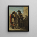 Two Peasants and a Soldier Drinking Near a Fountain - Alexandre Montallier — framed artwork on a wall