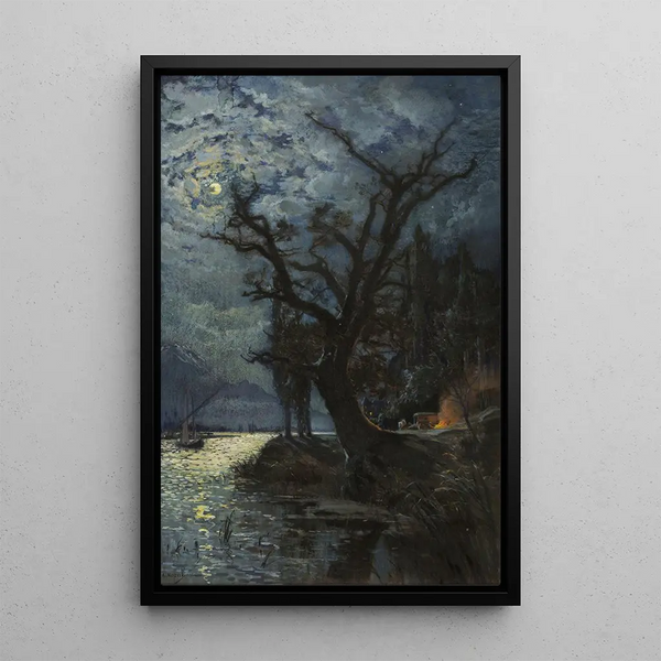 Reproduction of the painting Nocturne Le lac Léman Souvenir de Villeneuve Suisse - Alexandre Nozal