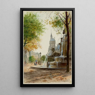 Fontaine du Châtelet - Alexandre Prévost — framed artwork on a wall