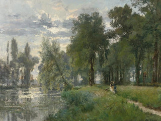 Walking by the riverbank - Alexandre René Véron — artwork view