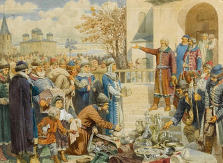 the Call of Minin to Nizhny Novgorod in 1611 - Alexei Danilovich Kivshenko — artwork view