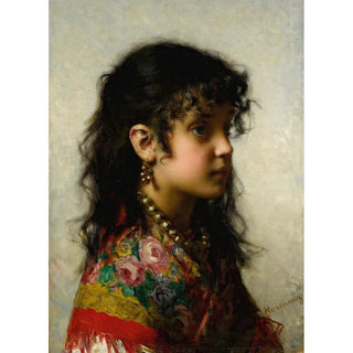 Girl with Brass Necklace - Alexei Harlamoff — artwork view
