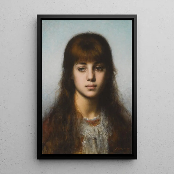 Study of a Girl - Alexei Harlamoff — framed artwork on a wall