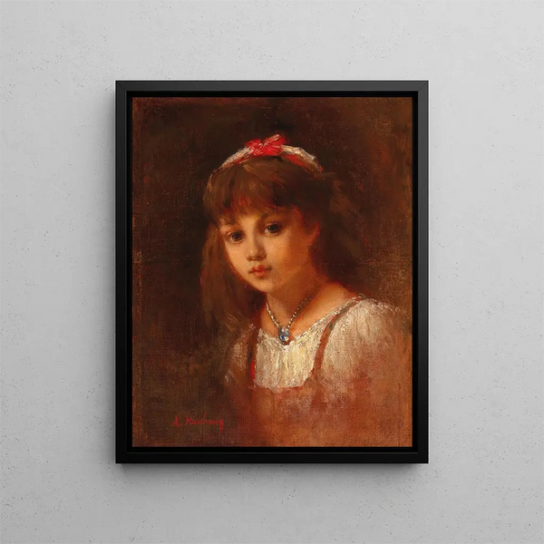 Young girl with rock crystal jewelry - Alexei Harlamoff — framed artwork on a wall