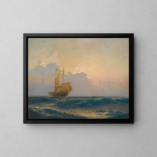 Bateau au crépuscule - Alexei Vasilievich Hanzen — framed artwork on a wall