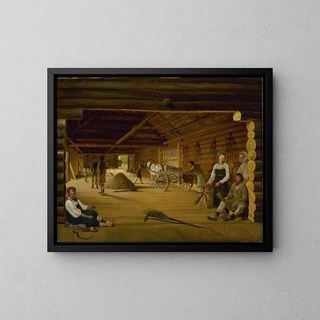 Barn Threshing - Alexei Venetsianov — framed artwork on a wall