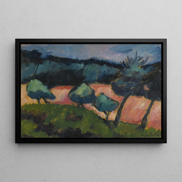 Trees and dunes at Prerow - Alexej von Jawlensky — framed artwork on a wall