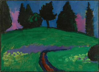 Dark trees on a green slope - Alexej von Jawlensky — artwork view