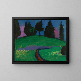 Dark trees on a green slope - Alexej von Jawlensky — framed artwork on a wall