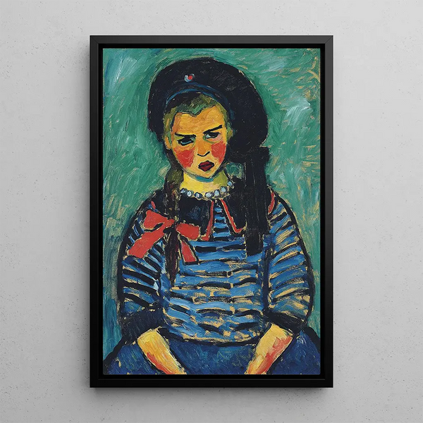 Girl with Red Ribbon - Alexej von Jawlensky — framed artwork on a wall