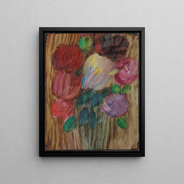 Large still life painting of peonies at dusk - Alexej von Jawlensky — framed artwork on a wall