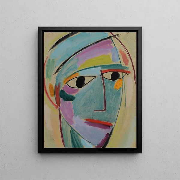 Tête mystique Profil de trois quarts - Alexej von Jawlensky — framed artwork on a wall
