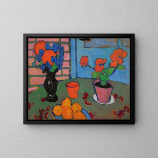 Still life with flowers and oranges - Alexej von Jawlensky — framed artwork on a wall