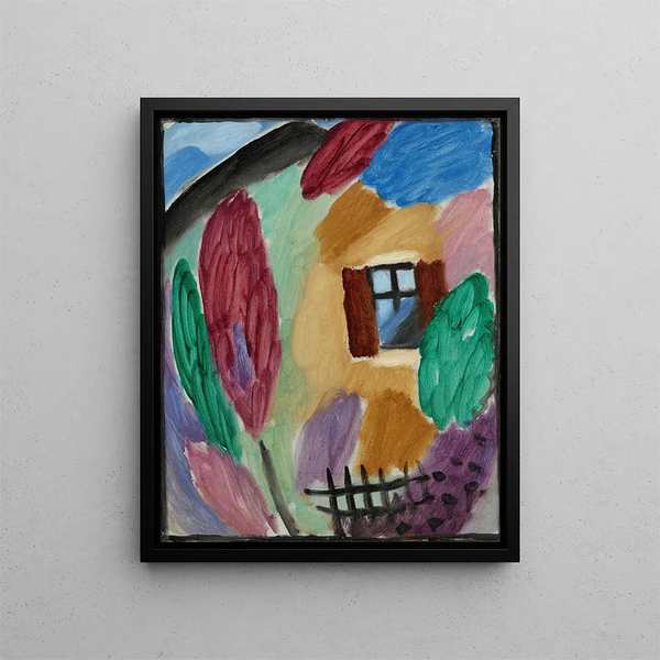 Variant with house and garden fence - Alexej von Jawlensky — framed artwork on a wall