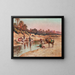 Washers by the riverbank and water carrier - Alexis-Auguste Delahogue — framed artwork on a wall