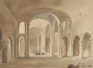 Interior painting of Saint-Hilaire in Poitiers with kneeling figures before Confession - Alexis Nicolas Noël — artwork view