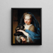 Portrait of a Young Girl Holding a Monkey - Alexis Simon Belle — framed artwork on a wall