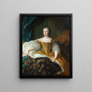 Portrait of Marie Leszczynska Queen of France - Alexis Simon Belle — framed artwork on a wall