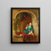 a boy at the window with a small dog and a parrot - Alexis Van Hamme — framed artwork on a wall