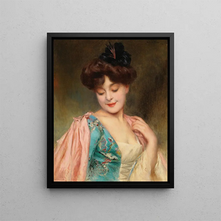 A coquettish lady - Alexis Vollon — framed artwork on a wall