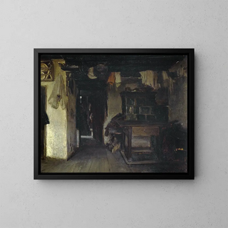 Interior of a Farm - Alfons Spring — framed artwork on a wall
