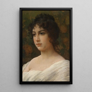 Portrait of a Young Girl - Alfonso Savini — framed artwork on a wall