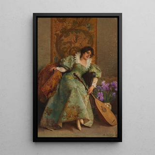 Reproduction of the painting Young woman with lute - Alfonso Savini
